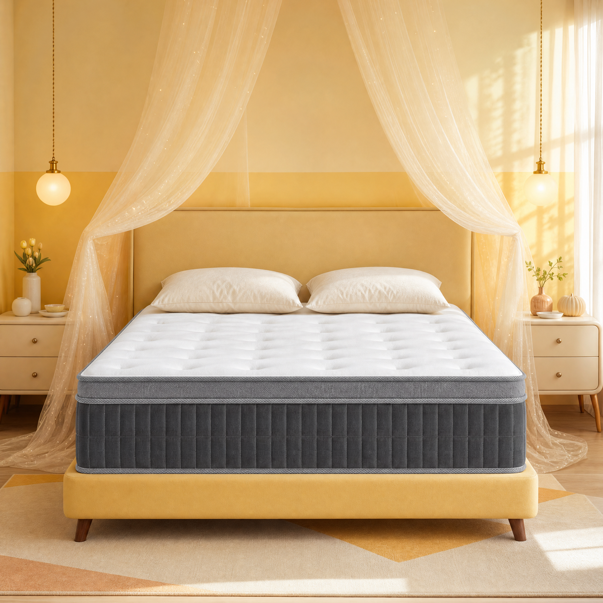 CorePillow Full Size Mattress 14 Inch, Medium Firm Hybrid Mattress with Cool Vent & Motion Isolation, Full Mattress in a Box for Singles & Apartment Bedrooms,CertiPUR-US Certified
