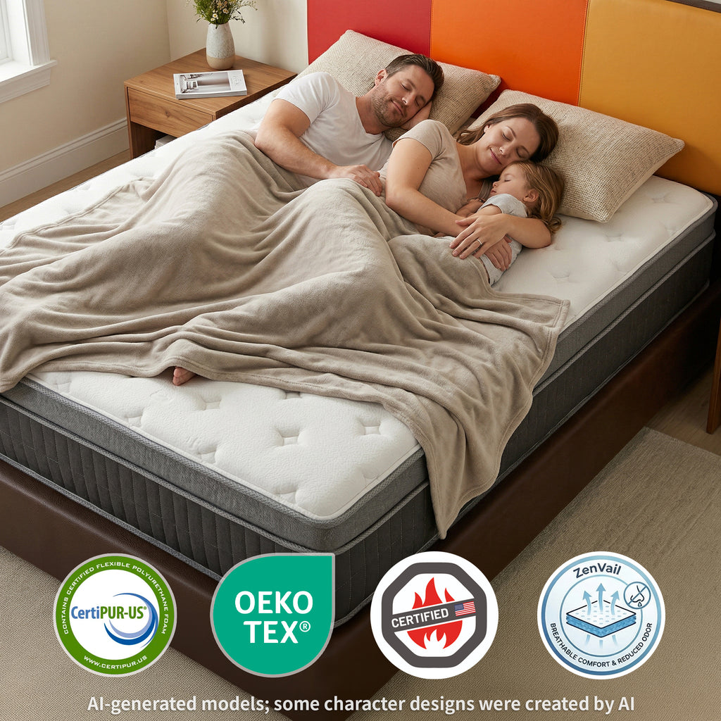 CorePillow Full Size Mattress 14 Inch, Medium Firm Hybrid Mattress with Cool Vent & Motion Isolation, Full Mattress in a Box for Singles & Apartment Bedrooms,CertiPUR-US Certified